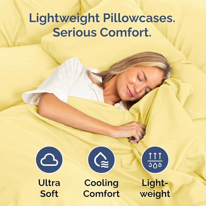 King Standard Pillow Cases Set of 4 - Soft Hotel Quality Pillowcase Covers - Comfy Bedding for Women, Men, Kids & Teens - Machine Washable Pillow Protectors - 4 Piece Set - King Standard Size Yellow
