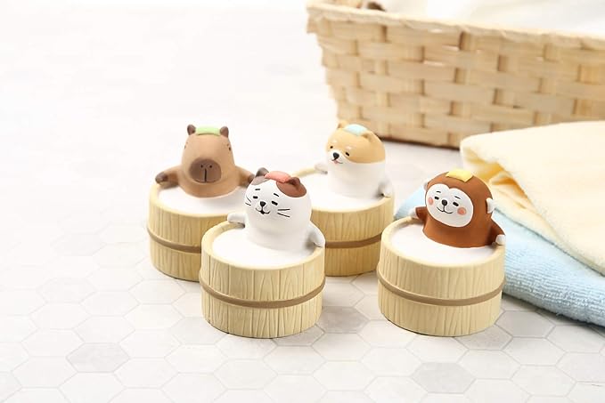 Aroma Ceramic Stone Diffuser [Japan Import] Aromatherapy Essential Oil Diffuser, Non Electric, Passive, Unique, Cute, Animal, Design for Women, Men, and Gifts (Bathing Cat)