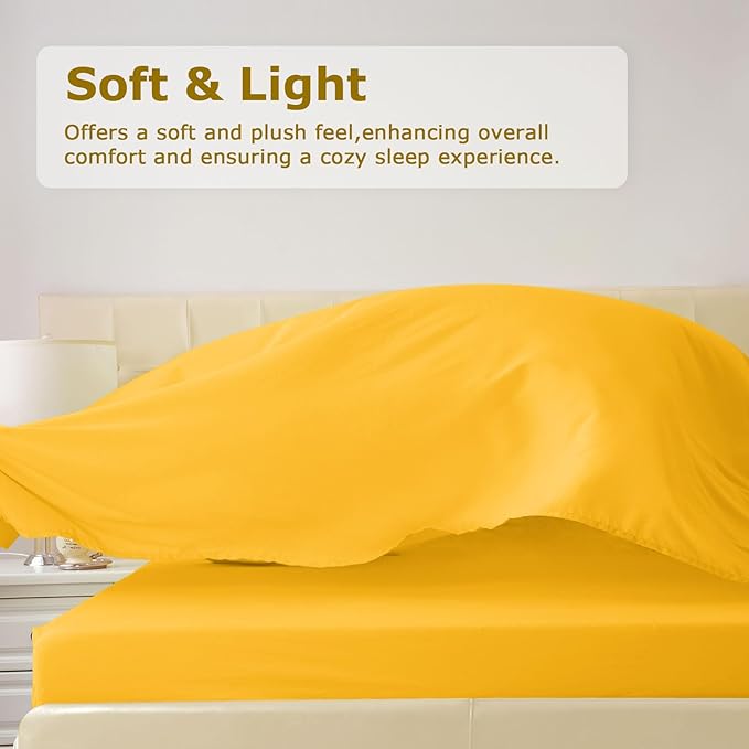 Queen Size Bed Sheet Set - 4 Piece Soft Microfiber Sheets with Deep Pockets, Cooling Technology, and Wrinkle-Free Pillowcase. Hotel-Quality, Durable Bedding, Spectra Yellow