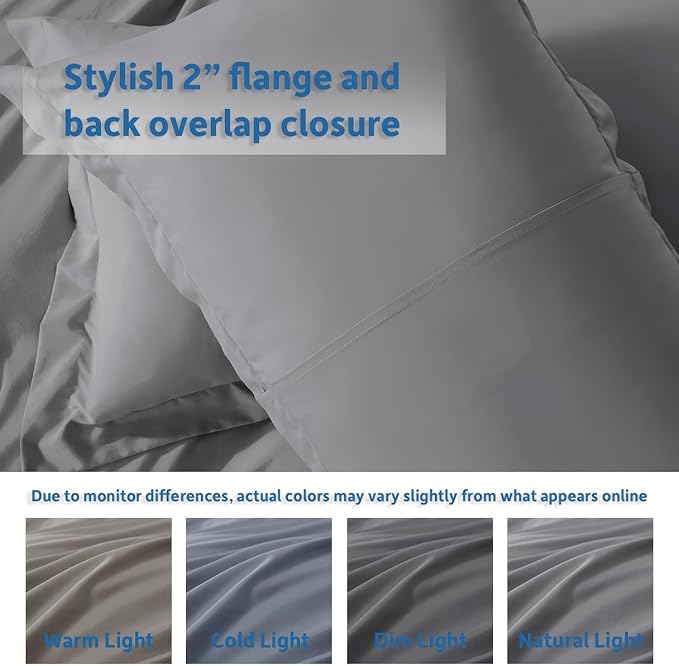 Nestl Full Duvet Cover Set with Comforter Insert - Grey 4 Piece 80x90 Duvet Cover & 2 Pillow Shams with White Quilted Down Alternative Comforter, Ultra Soft, All Season