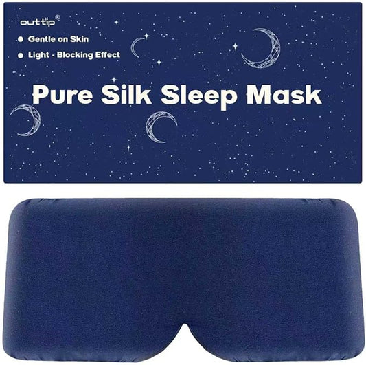 100% Mulberry Silk Sleep Mask for Women & Men Beauty Sleep, Adjustable Blindfold Silk Eye Mask for Sleeping Side Sleepers, Soft Pressure-Free Design for Home, Travel, Office, Nap