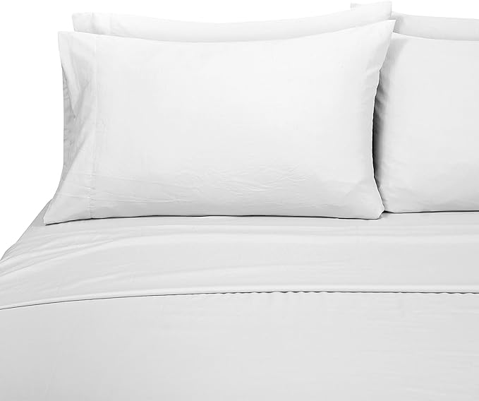 ROYALE LINENS 1500 Thread Count Poly/Cotton Cooling Sateen Sheet Set - 6 Piece Queen Bed Sheets - 1 Fitted, 1 Flat, 4 Pillow Cases -Soft Cool & Crisp Sheet Set (Queen, Bright White)