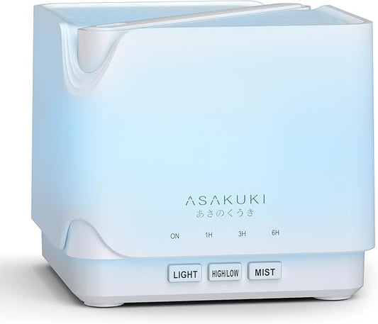 ASAKUKI Essential Oil Diffuser for Home, Large 700 ml Humidifier with Automatic Shut-Off, Quiet Aromatherapy Diffuser with 7 LED Lights for Living Room, Bedroom, Hotel, Gift for Mom - Pure White