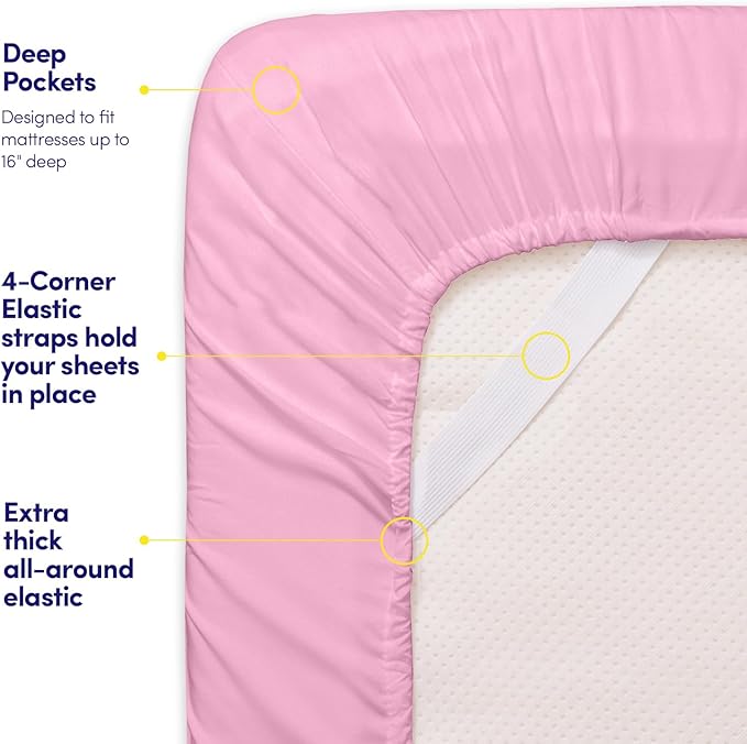 1500 Supreme Collection Full Sheet Sets Pink - Luxury Hotel Bed Sheets and Pillowcase Set for Full Mattress - Extra Soft, Elastic Corner Straps, Deep Pocket Sheets, Full Pink