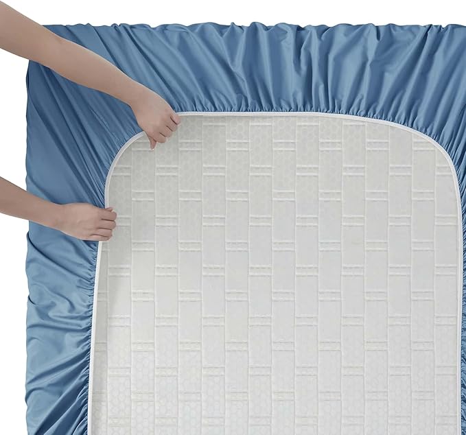 Clara Clark Twin Sheets, 5 Piece Set - Hotel Luxury Sheets for Twin Size Bed, Super Soft Bedding Set, Twin Size, Blue Heaven