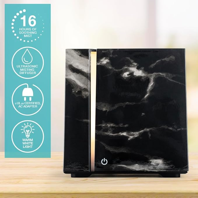 Sparoom Onyx Aromatherapy Ultrasonic Misting Essential Oil Diffuser for Large Rooms, Black Marble Design