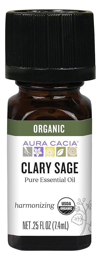 Aura Cacia Aromatherapy 100% Organic Essential Oil Clary Sage, 0.25 Oz