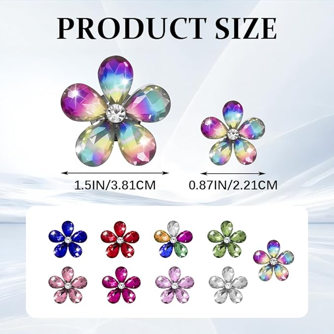 5PCS Bling Daisy Flower Car Air Vent Clips, Car Diffuser Vent Clip, Sparkling Crystal Rhinestone Cute Auto Air Conditioning Clamp, Diamond Air Outlet Clip Decor for Women Girls (Colorful)