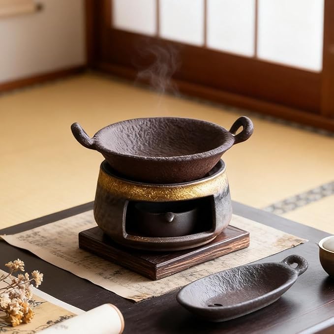 Ceramic Aromatherapy Stove Essential Oil Burner, Wellness Aromatherapy Kit, Zen Incense Burner Kit for Home Office, Tea Light Candle Holders Teapot Warmer for Meditation