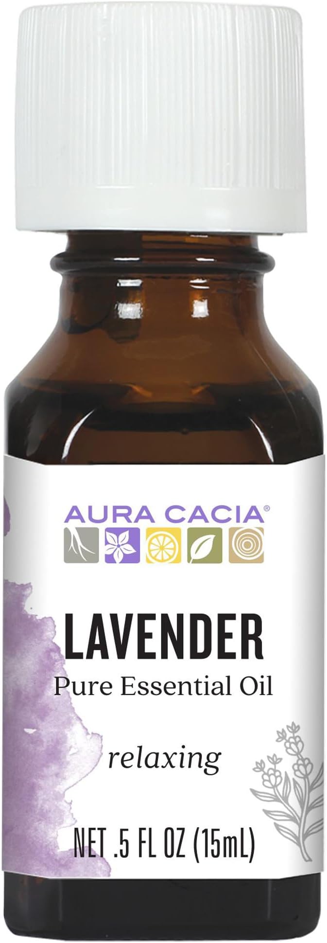 Aura Cacia 100% Pure Lavender Essential Oil GC/MS Tested for Purity 15 ml (0.5 fl. oz.) Lavandula angustifolia