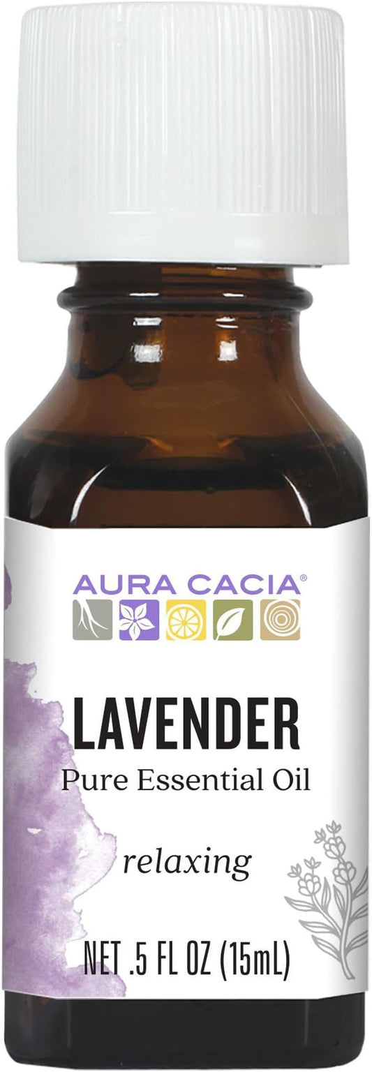 Aura Cacia 100% Pure Lavender Essential Oil GC/MS Tested for Purity 15 ml (0.5 fl. oz.) Lavandula angustifolia