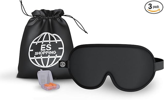 3D Sleep Mask -100% Blackout Sleep Mask, Memory Foam & Soft Cotton, Adjustable Headband, Ergonomic Design - Includes Soft Earplugs for Noise Reduction - Ideal for Travel & Restful Sleep