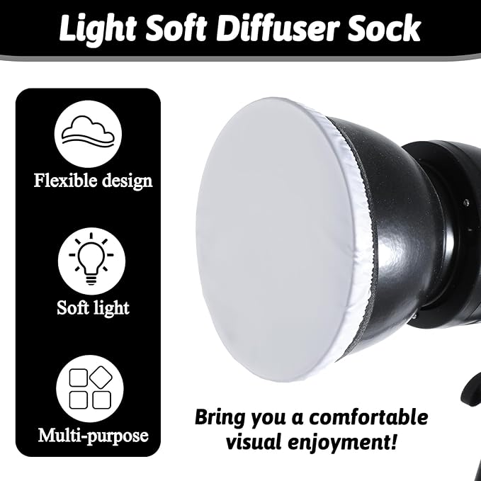 7"/18cm Light Diffuser, 4 PCS Diffuser Lamp Sock Soft Cover Soft White Diffusers Standard Cloth Diffusers Light Sock Softens The Light-Output, Lampshade Reflector Great for Studio Strobe Reflectors
