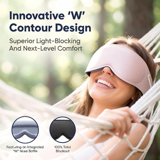 Weighted Sleep Mask for Women Men: 3D Contoured Eye Mask with Full Coverage Eye Cover, Lavender Scent