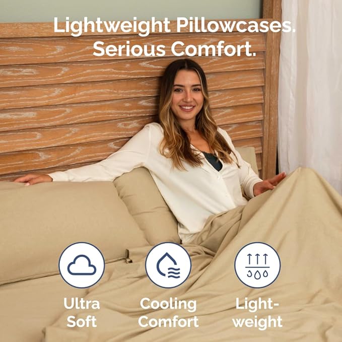 King Standard Pillow Cases Set of 2 - Ultra-Soft Hotel Quality Pillowcase Covers - Comfy, Cozy & Fade Free - Wrinkle Resistant - Machine Washable Pillow Protectors - 2 Piece Set - Heathered Tan
