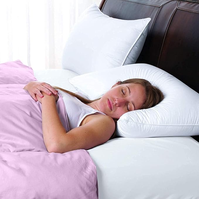 Cuddledown Dreamstead Down Alternative Pillow | 100% Cotton, Percale Weave | Premium European Fill | Hypoallergenic | Handcrafted | Oeko-TEX Standard 100 | 20" x 30" | Queen | Medium
