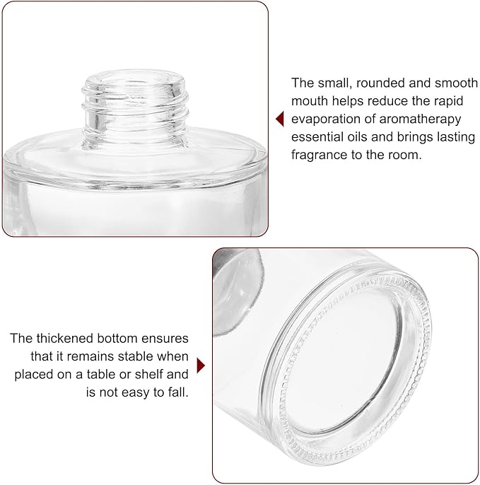 HARFINGTON 100ml/3.4oz Empty Glass Diffuser Bottle 2.8" x 2.6" Refillable Fragrance Accessories Aromatherapy Jar Container for Replacement Reed Diffuser DIY Home Bathroom Transparent
