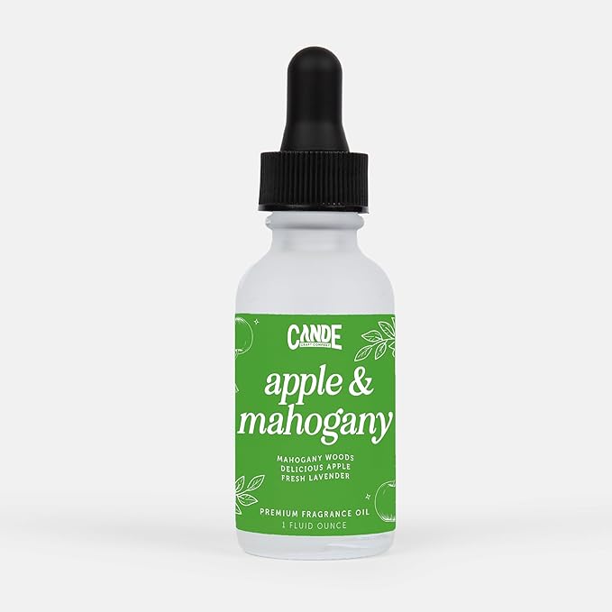 CANDECraftCo 1 Fl oz Fragrance Oils for Aromatherapy, Essential Oils for Home Diffusers, DIY Candle and Soap Making, DIY Scented Products (1 oz, Apple & Mahogany)