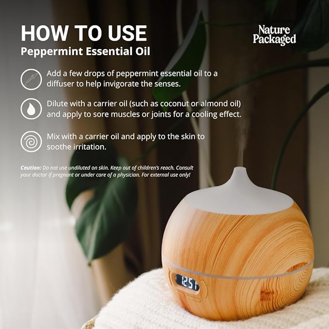 Peppermint Essential Oil - Direct from Norex Flavours India - Steam Distilled - Aceite Esencial de Menta for Aromatherapy, Massage, Diffuser, DIY Candle and Soap Making - 2lbs