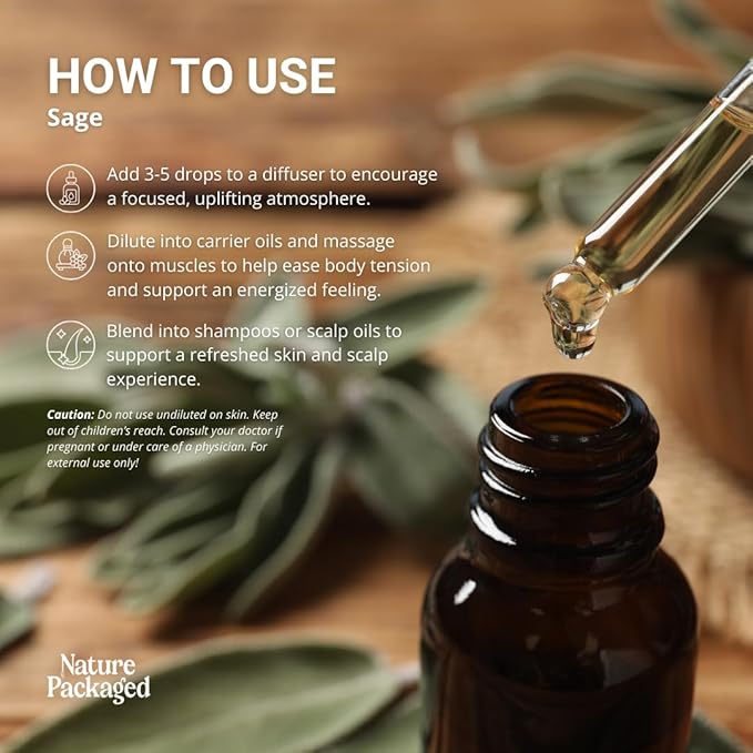 Sage Essential Oil - Direct from Essential Oils SL Spain - Steam Distilled - Aceite Esencial de Salvia for Aromatherapy, Massage, Diffuser, DIY Candle and Soap Making - 22lbs