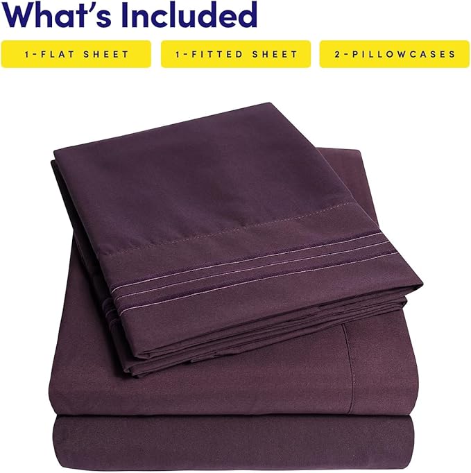 1500 Supreme Collection Twin Sheet Sets Purple