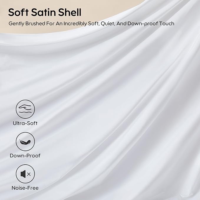 Goose Feather and Down Bed Pillow Standard Size Single Pack, Luxury 3-Chamber Pillows with Soft & Down-Proof Cover, Fluffy Plush Hotel Pillow for Side, Back & Stomach Sleepers