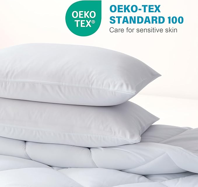 Decroom Lightweight Queen Comforter Set with 2 Pillow Sham - 3 Pieces Set - Quilted Down Alternative Comforter/Duvet Insert for All Season - White - Queen Size