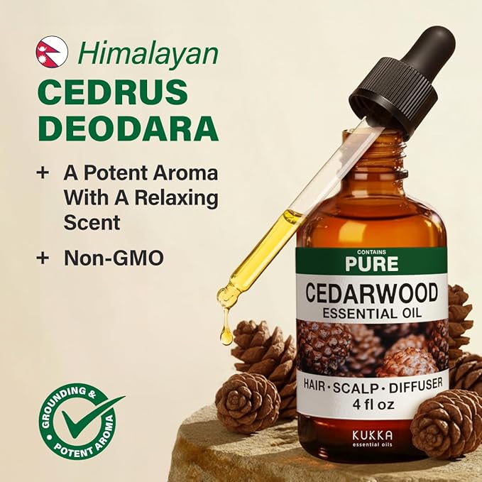 100% Pure Cedarwood Oil - 4 Fl Oz Cedarwood Essential Oil for Hair, Skin, Diffuser, Aromatherapy & DIY Soap Making Scent