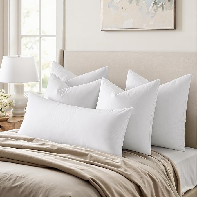 MIULEE Feather Pillow Insert 18x18, Decorative Down Throw Pillow Insert Fluffy Throw Pillow Cotton Fabric for Sofa Bed Couch