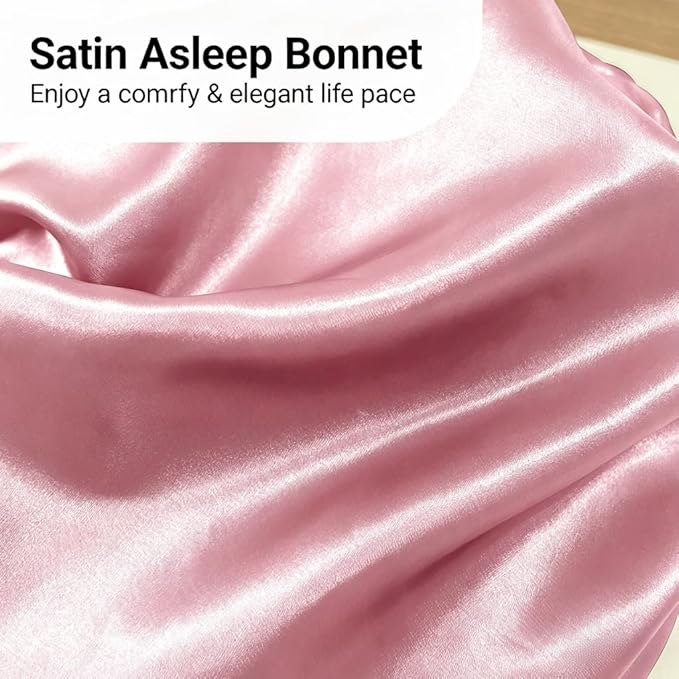 2-in-1 Satin Sleep Bonnet with Eye Mask for Women –Silk-Lined Hair Bonnet for Sleeping, Adjustable, Anti-Frizz for Curly Hair