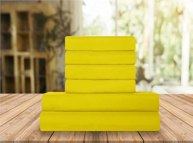 Elegant Comfort Luxury Soft Bed Sheets 1500 Premium Hotel Quality Microfiber Softness Wrinkle and Fade Resistant (6-Piece) Bedding Set, King, Yellow