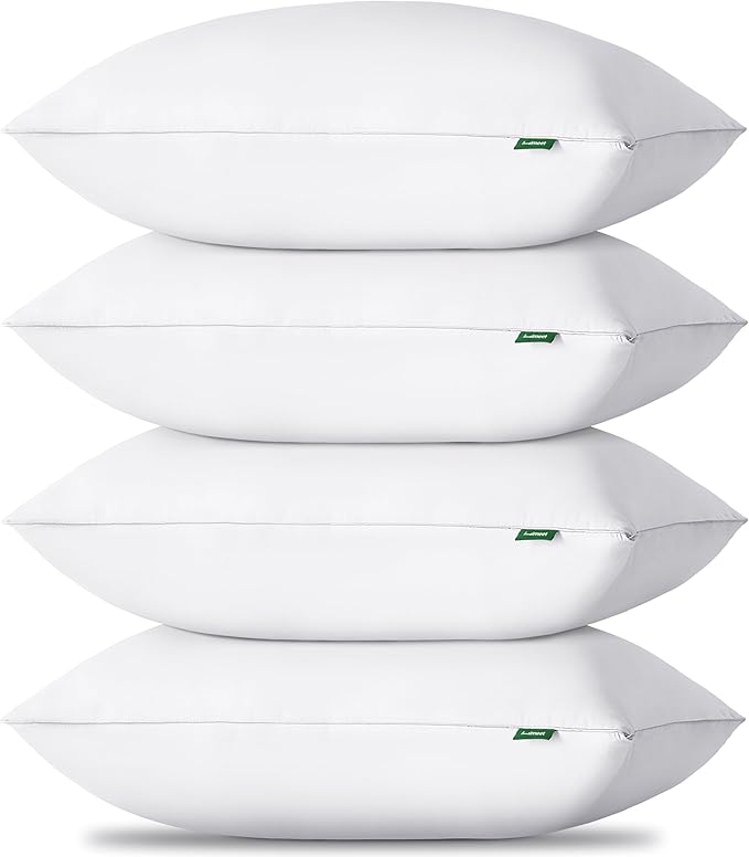 Pillows King Size Set of 4, Luxury Fluffy Bed Pillows for Sleeping 4 Pack, Soft and Supportive Bed Pillow with Down Alternative Filling for Side and Back Sleepers (19"x34")