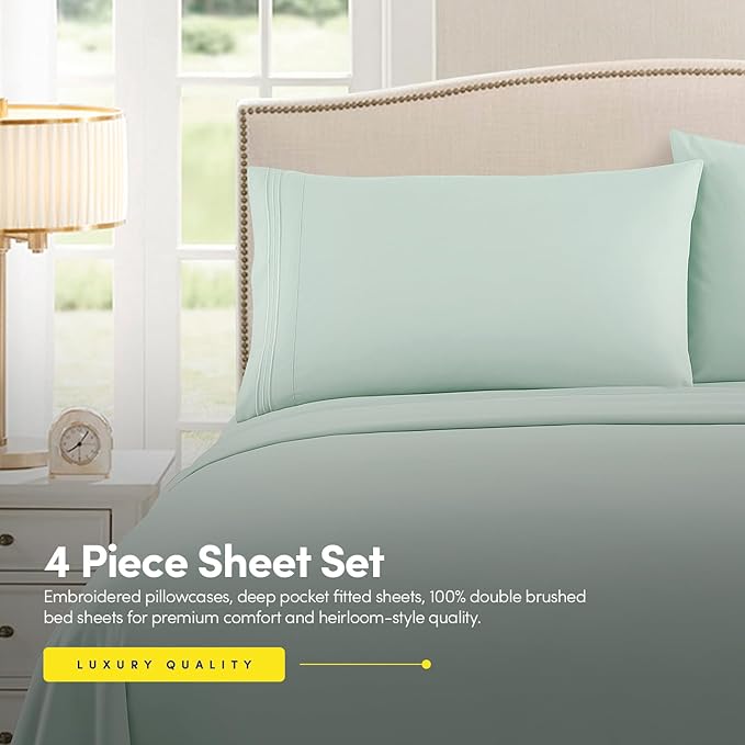 1500 Supreme Collection Full Sheet Sets Mint Green - Luxury Hotel Bed Sheets and Pillowcase Set for Full Mattress - Extra Soft, Elastic Corner Straps, Deep Pocket Sheets, Full Mint Green