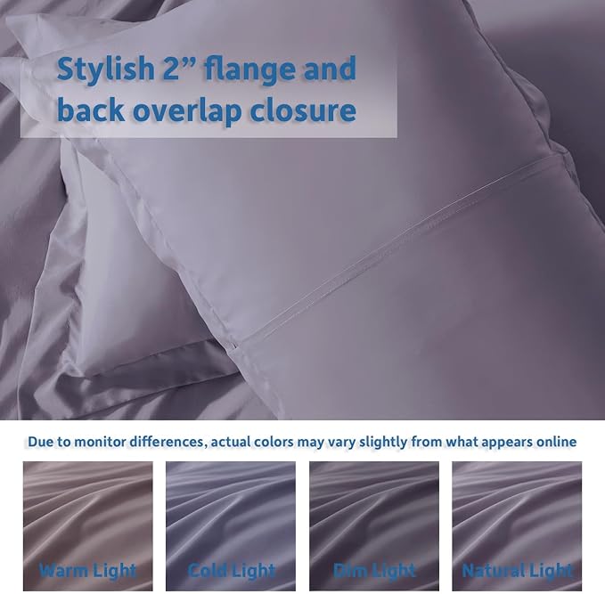 Nestl Queen Duvet Cover Set with Comforter Insert - Grayish Purple 4 Piece 90x90 Duvet Cover & 2 Pillow Shams with White Quilted Down Alternative Comforter, Ultra Soft, All Season