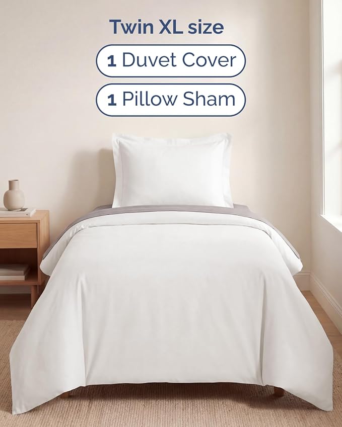 Duvet Cover Twin/Twin XL Size Set - Extra Soft Twin/Twin XL Duvet Cover 68" x 90" with 1 Pillow Sham - Hotel Luxury, Easy Care, Fade Free w/ Zipper Closures & Ties - Comfy & Breathable (Antique White)