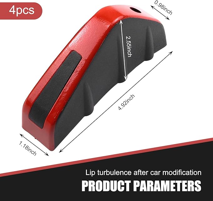 4 PCS Car Lower Bumper Lip Diffuser, 4.9" x 2.5" Spoiler Fin Protector, Vehicle Rear Splitter Lip Wing, Universal for Most Cars (Red & Black)