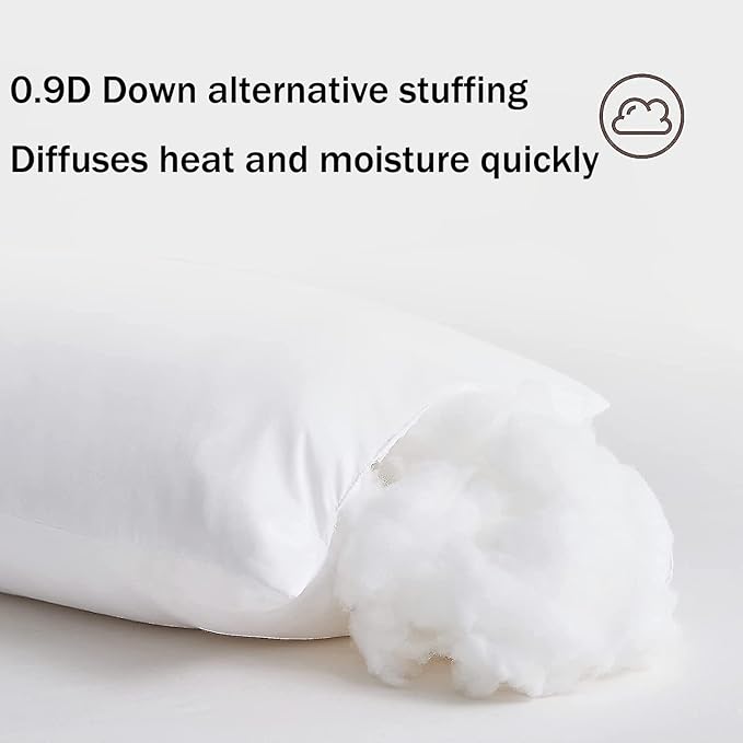 Thick Bed Pillows Standard Size Set of 2 Hotel Collection Soft Down Alternative Supportive Pillow for Back Stomach Side Sleeper White 20x26 inches