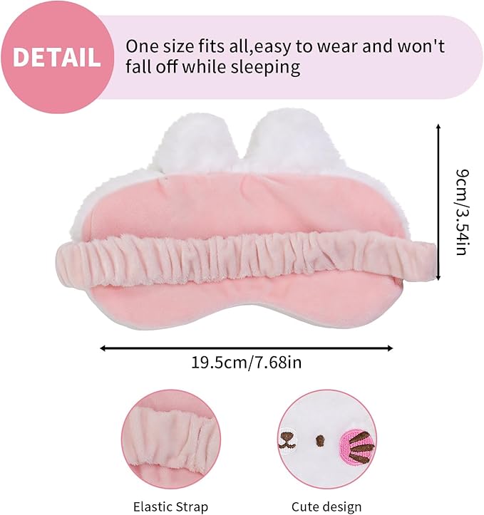 PERFECTSIGHT Sleep Eye Masks, Cute Sleep Eye Cover Lightweight Adjustable Eyeshade Mask Cover for Women Men Sleep Travel Nap, Bunny