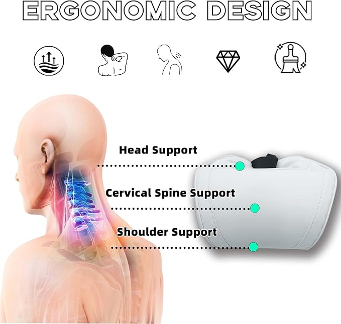 TOPABYTE Car Neck Pillow for Tesla Model 3 Model Y Model S Model X Cybertruck and Most Cars, Memory Foam Ergonomic Design Seat Neck Support Headrest, 2 Pieces, White