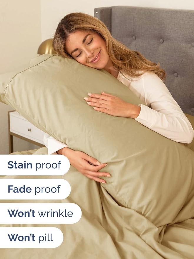 Extra Deep Full Sheet Set - 4 Piece Breathable & Cooling Bed Sheets - Easily Fits 18 to 24 inch Mattress - Ultra Soft, Wrinkle & Fade Free w/ Extra Deep Pockets - Comfy Hotel Luxury Bedding - Beige