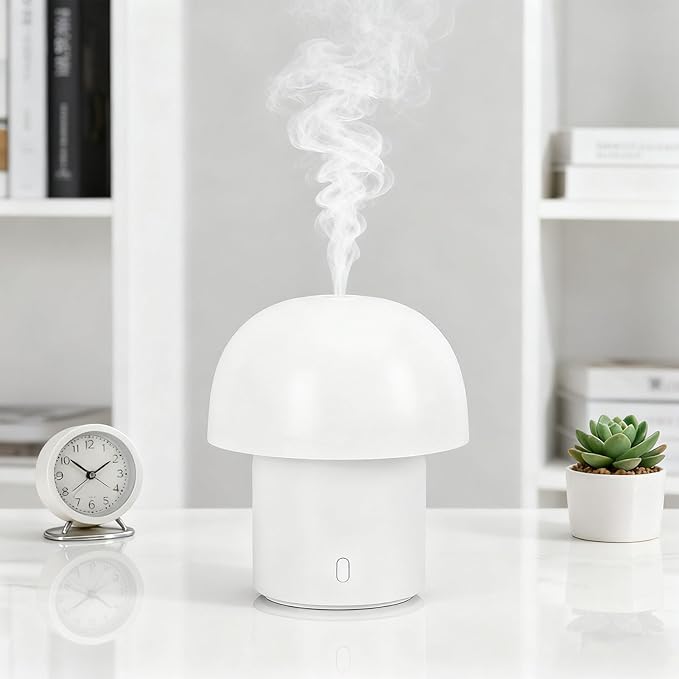 Bewinner Ultrasonic Aromatherapy Diffuser with Night Light | 160ml Quiet Mist Diffuser for Home Office Bedroom Mood Lamp (Round Top)
