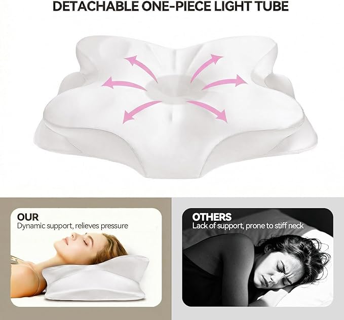 Cervical Neck Pillow for Neck Pain Relief,Ergonomic Memory Foam Contour Pillow with Wrinkle-Resistant Silky Satin Fabric Cover,Orthopedic Bed Pillow for Side,Back,Stomach Sleepers,White