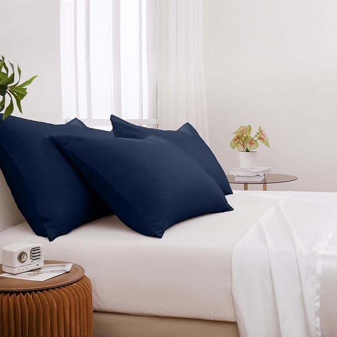 Pillowcases Queen 12 Pack, 20x30 Pillow Cases with Envelope Closure, Soft Plain Brushed Microfiber Covers Breathable Wrinkle-Resistant, Navy Blue