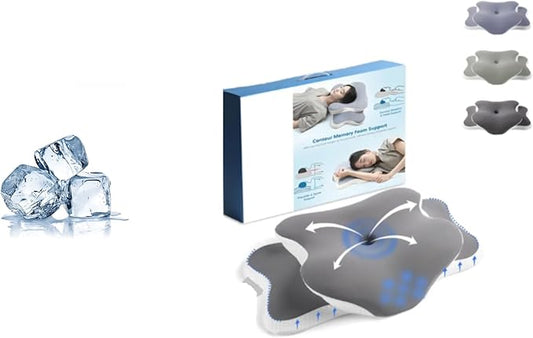 1 Pack Oeko TEX Certified Orthopedic Contour Cervical Pillow for Neck & Shoulder Pain Relief Sleeping - Cooling Ergonomic Contour Pillows-Memory Foam for Side,Back & Stomach Sleepers