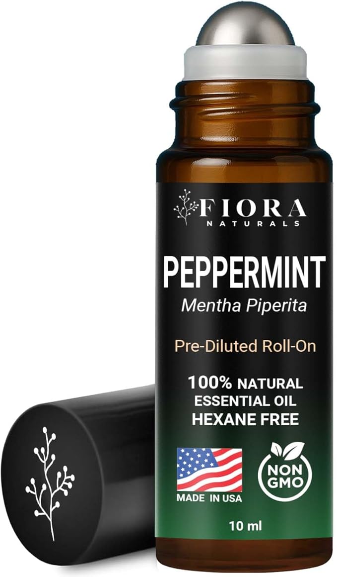 Peppermint Essential Oil Roll On Pre-Diluted with MCT Oil – Cooling Aromatherapy Peppermint Oil Rollerball, Essential Oil Roller for Head, Travel & Everyday Refresh, 100% Natural, Compact Roll On
