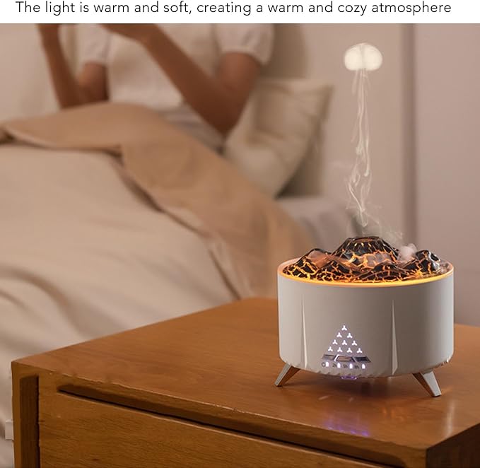 Flame Essential Oil Diffuser, 350ML Ultrasonic Flame Oil Diffuser, Up to 24H of Continuous,Waterless Auto Off Diffusers,White