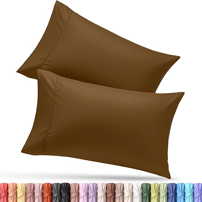 Utopia Bedding Queen Pillow Cases - 2 Pack - Envelope Closure - Soft Brushed Microfiber Fabric - Shrinkage and Fade Resistant Pillow Covers Queen Size 20 X 30 Inches (Queen, Mocha)