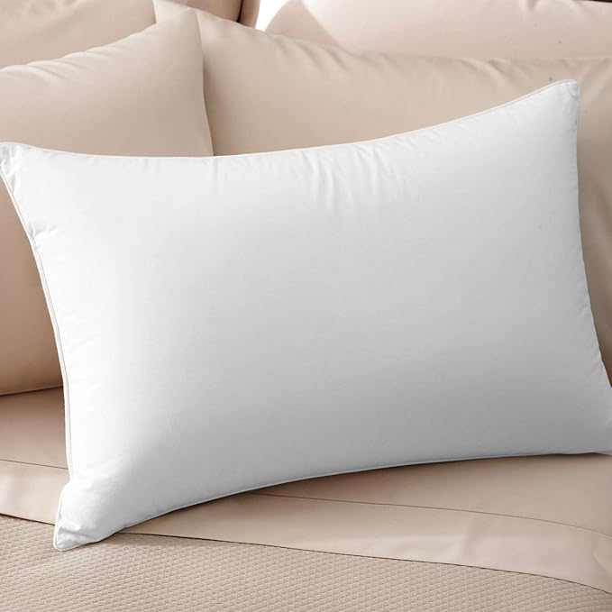 Cuddledown Dreamstead Down Alternative Pillow | 100% Cotton, Percale Weave | Premium European Fill | Hypoallergenic | Handcrafted | Oeko-TEX Standard 100 | 20" x 36" | King | Soft