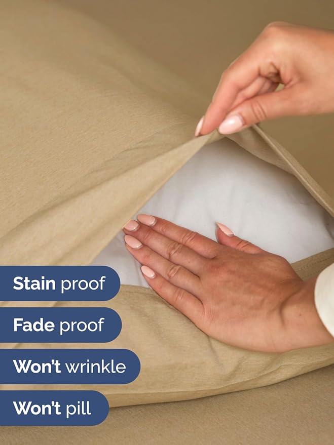 Extra Deep Cal King Sheet Set - 6 Piece Breathable and Cooling Sheets - Hotel Luxury Bedding for Women, Men, Kids & Teens - Easy Secure Fit - Soft & Wrinkle Free - Extra Deep Pockets - Heathered Tan