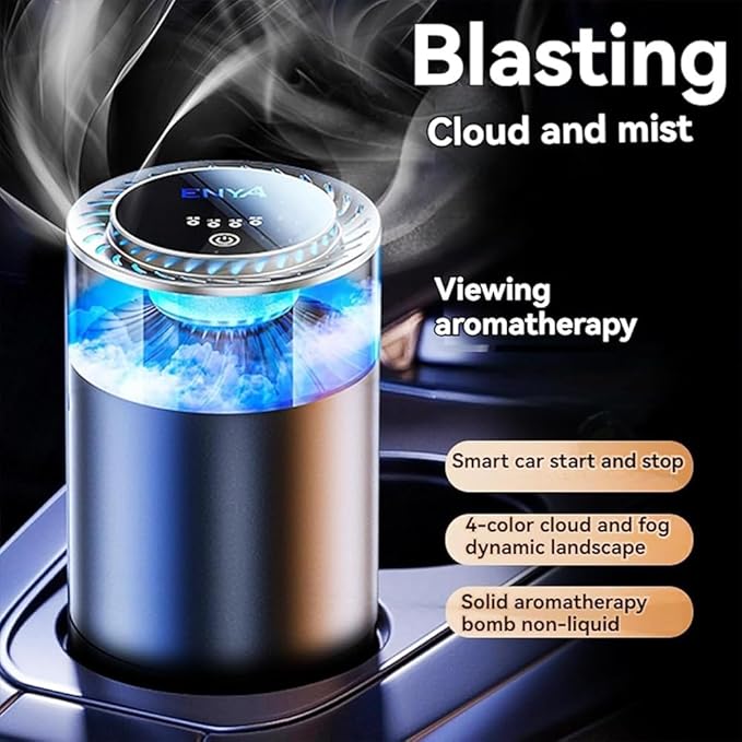 Spray Car Viewing Aromatherapy Diffuser, Long-Lasting Car Air Freshener Diffuser, Auto On/Off Intelligent Diffuser for Car, with 4 Adjustable Lights 3 Mist Level for Home Car (White Tea)
